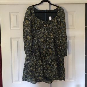 J. Crew Sweetheart long sleeve minidress in vintage vines